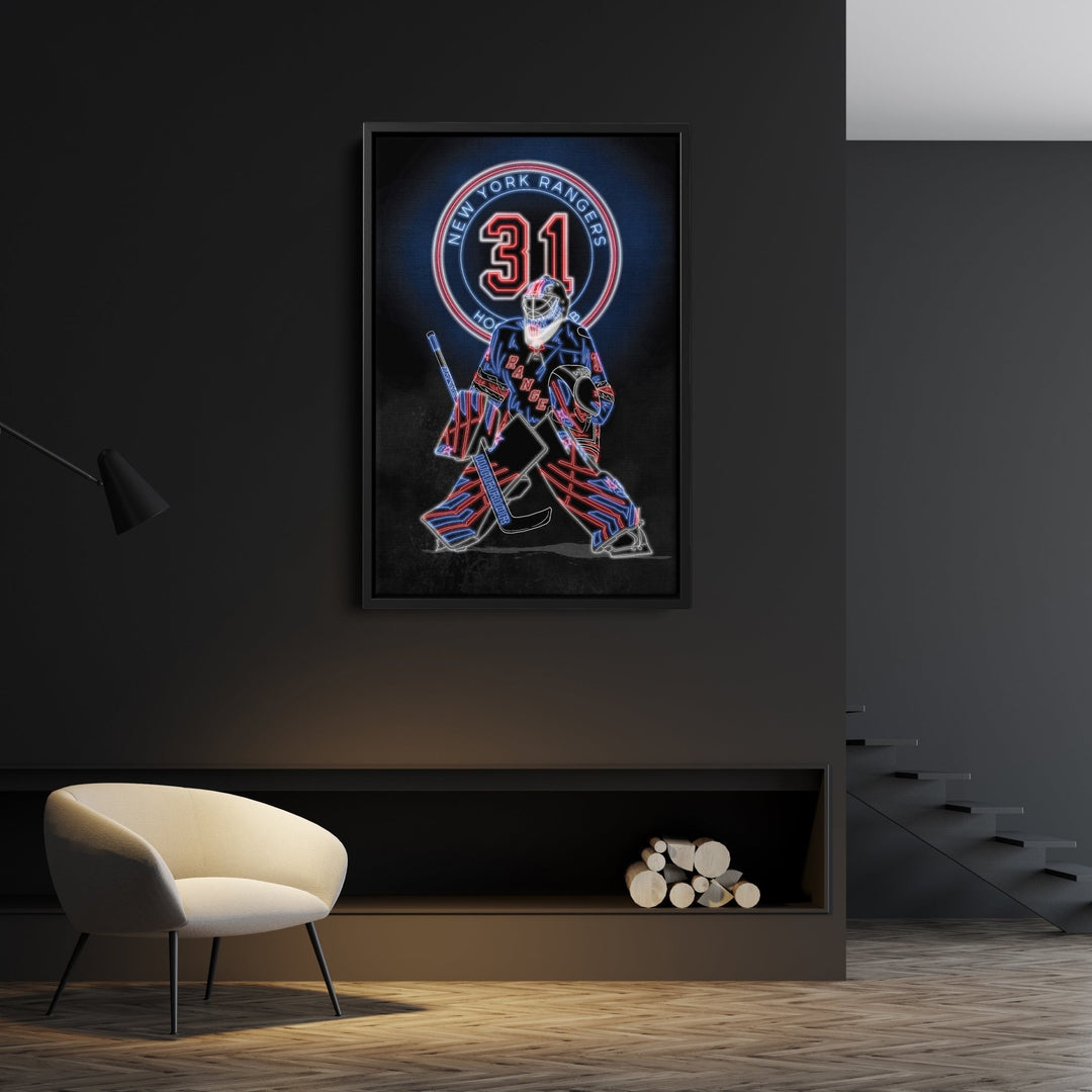 Igor Shesterkin Neon Canvas Art | Rangers Wall Decor - CanvasNeon