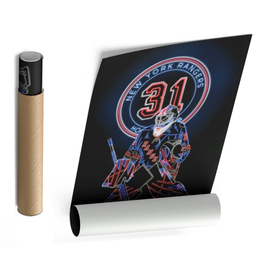 Igor Shesterkin Neon Canvas Art | Rangers Wall Decor - CanvasNeon