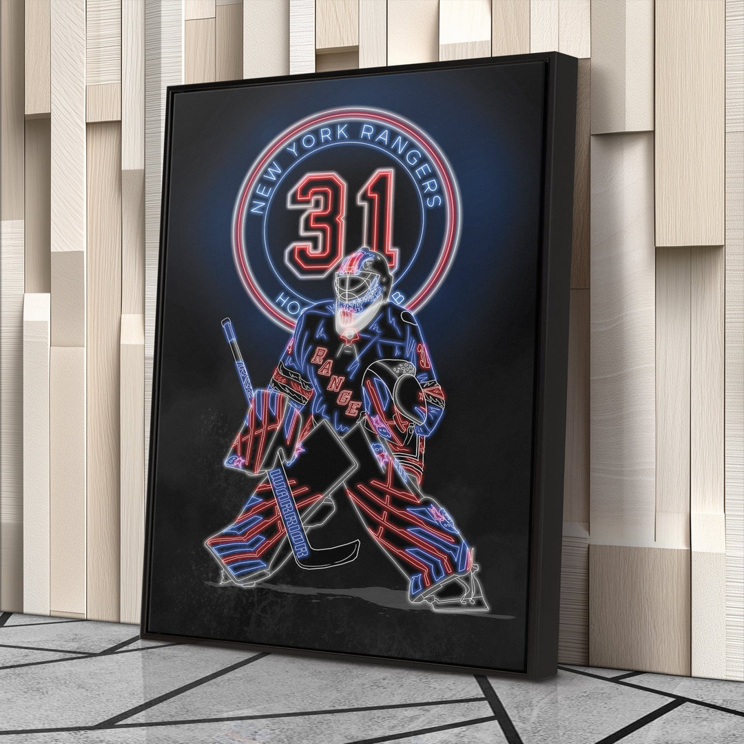 Igor Shesterkin Neon Canvas Art | Rangers Wall Decor - CanvasNeon