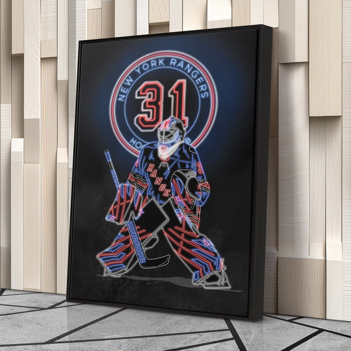 Igor Shesterkin Neon Canvas Art | Rangers Wall Decor - CanvasNeon