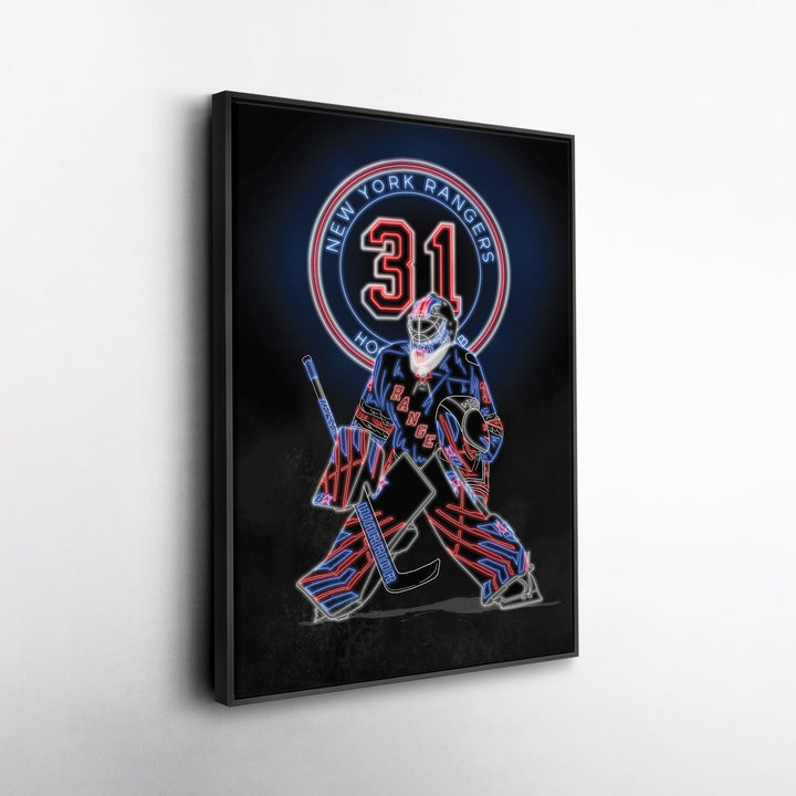 Igor Shesterkin Neon Canvas Art | Rangers Wall Decor - CanvasNeon