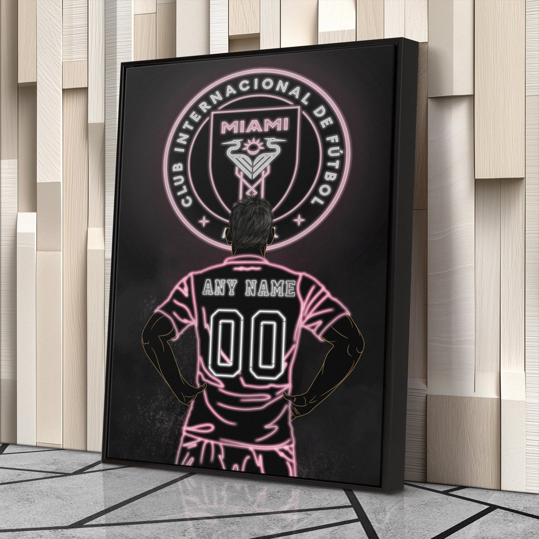 Inter Miami FC Personalized Jersey Canvas | Neon Wall Art - CanvasNeon