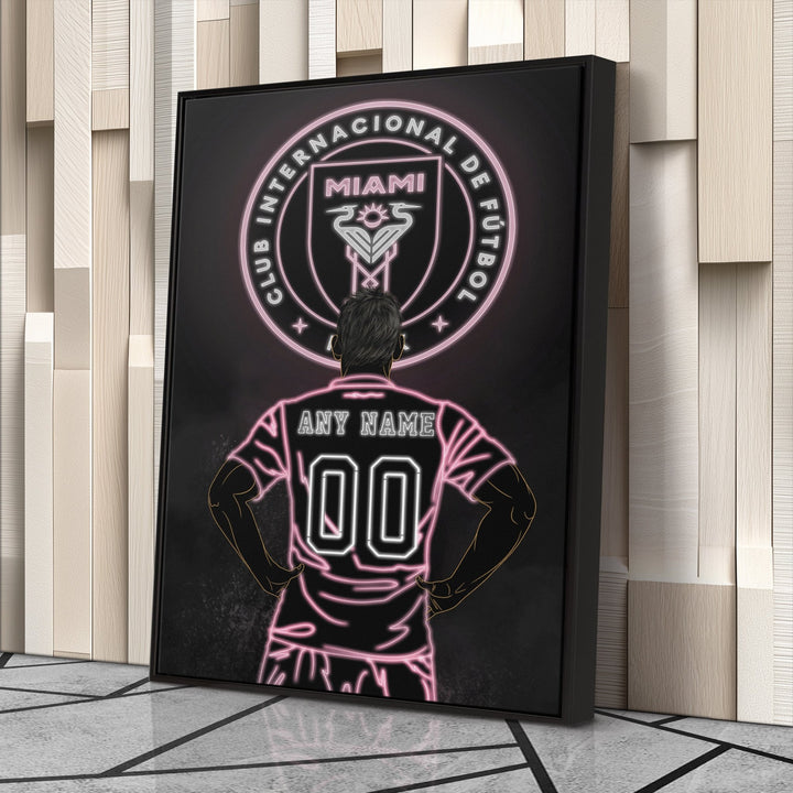 Inter Miami FC Personalized Jersey Canvas | Neon Wall Art - CanvasNeon