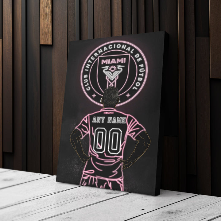 Inter Miami FC Personalized Jersey Canvas | Neon Wall Art - CanvasNeon