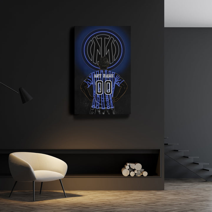Inter Milan Personalized Jersey Canvas | Neon Wall Art - CanvasNeon