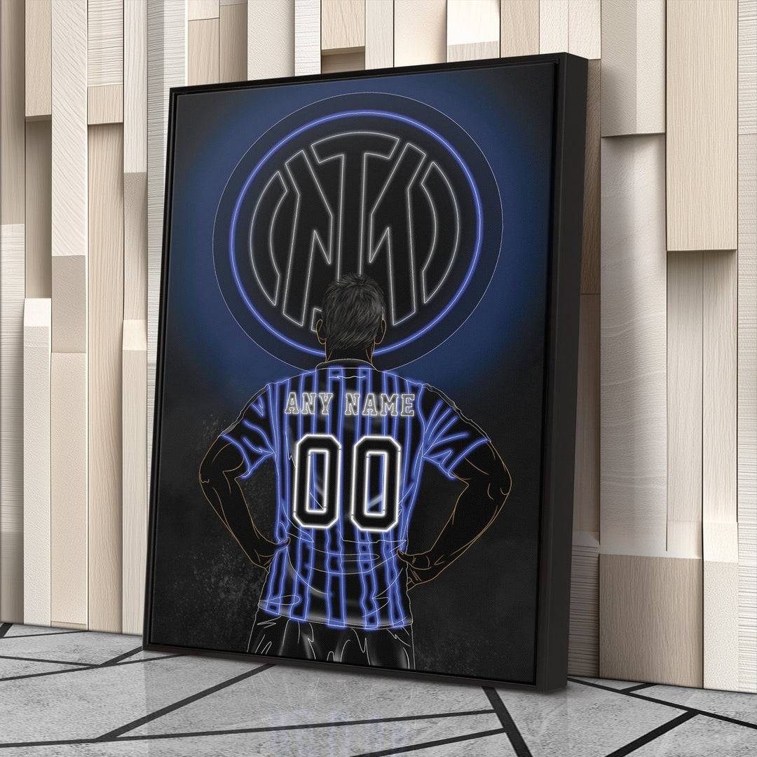 Inter Milan Personalized Jersey Canvas | Neon Wall Art - CanvasNeon