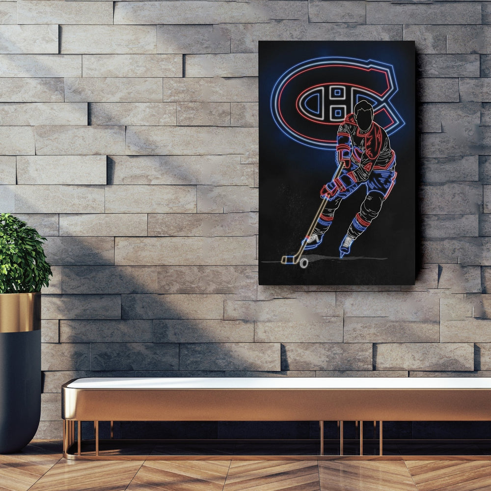Jean Béliveau Neon Canvas Art | Canadiens Wall Decor - CanvasNeon