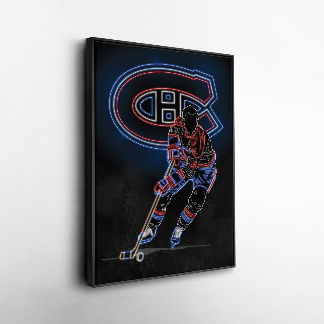 Jean Béliveau Neon Canvas Art | Canadiens Wall Decor - CanvasNeon