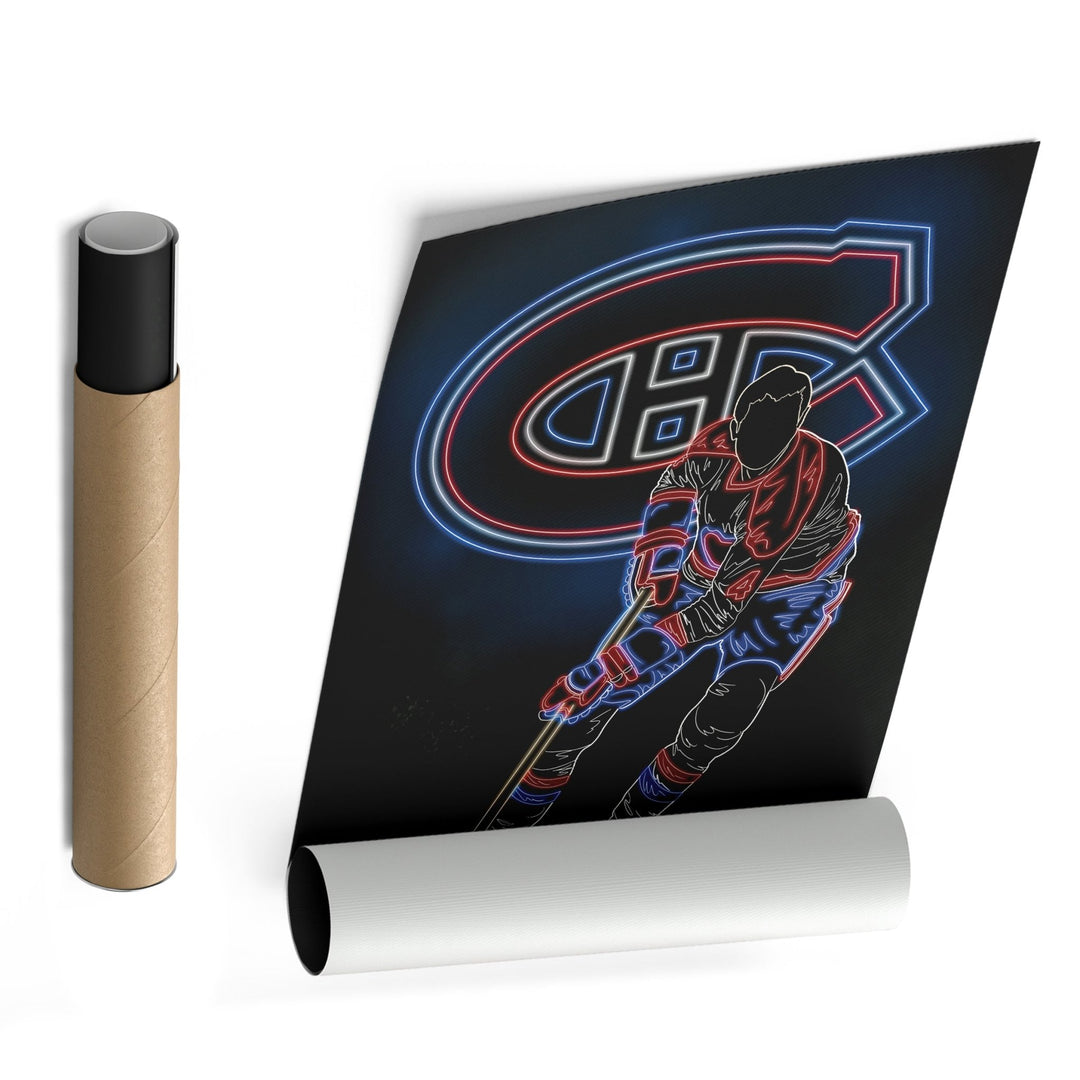 Jean Béliveau Neon Canvas Art | Canadiens Wall Decor - CanvasNeon