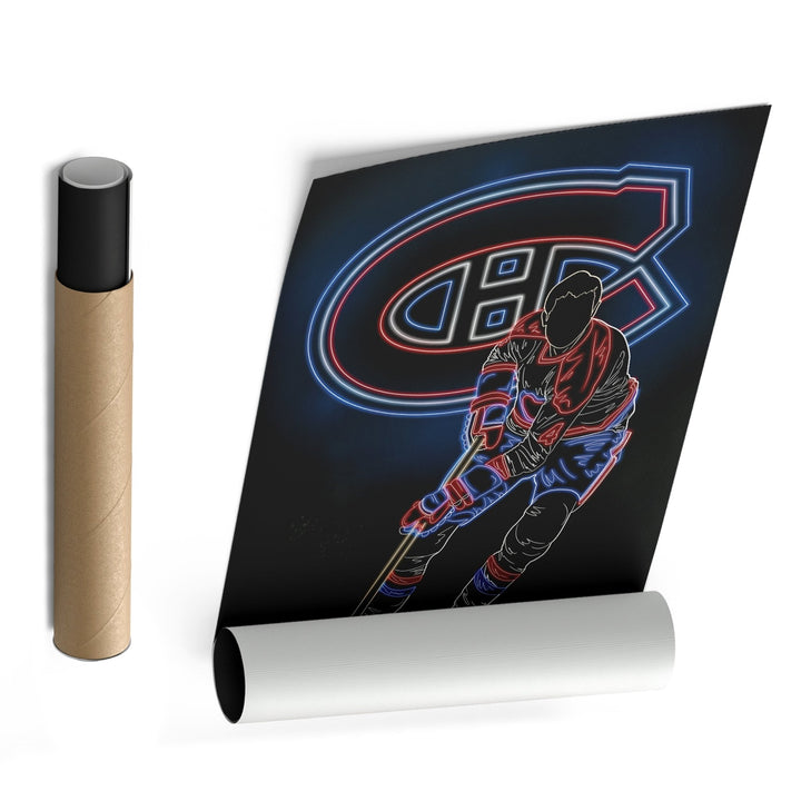 Jean Béliveau Neon Canvas Art | Canadiens Wall Decor - CanvasNeon