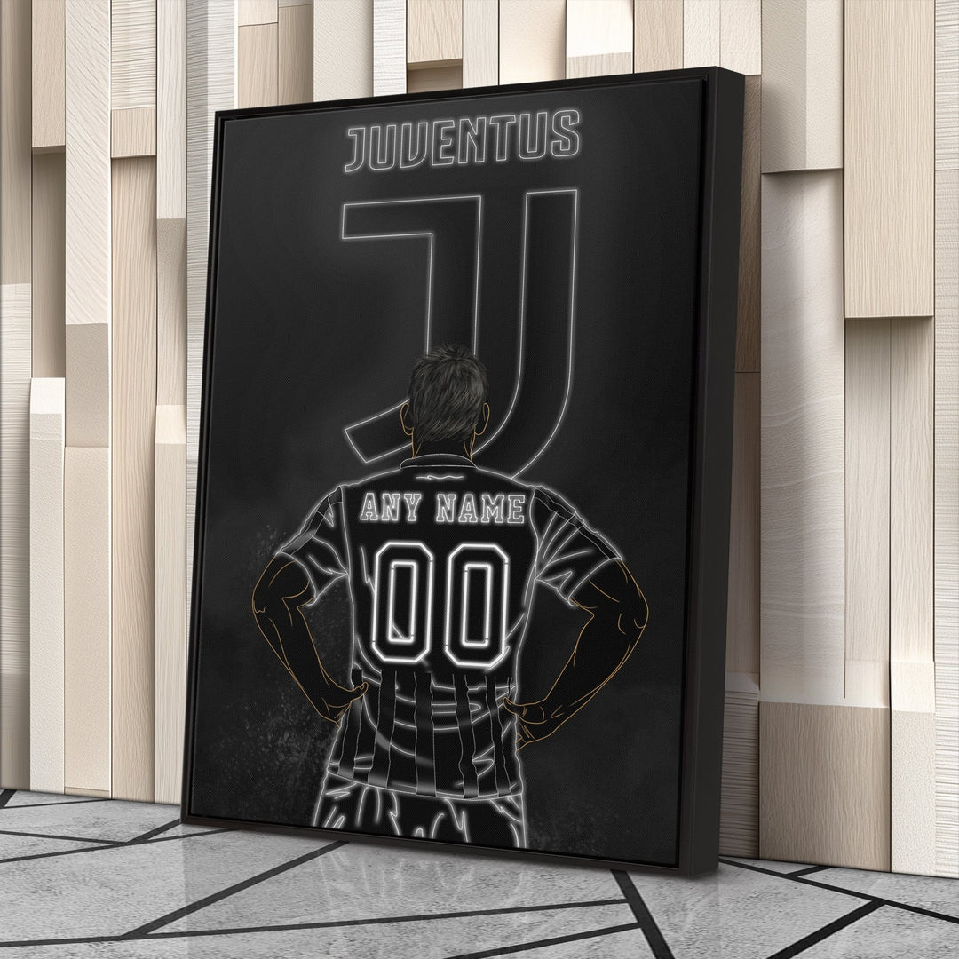 Juventus Personalized Jersey Canvas | Neon Wall Art - CanvasNeon