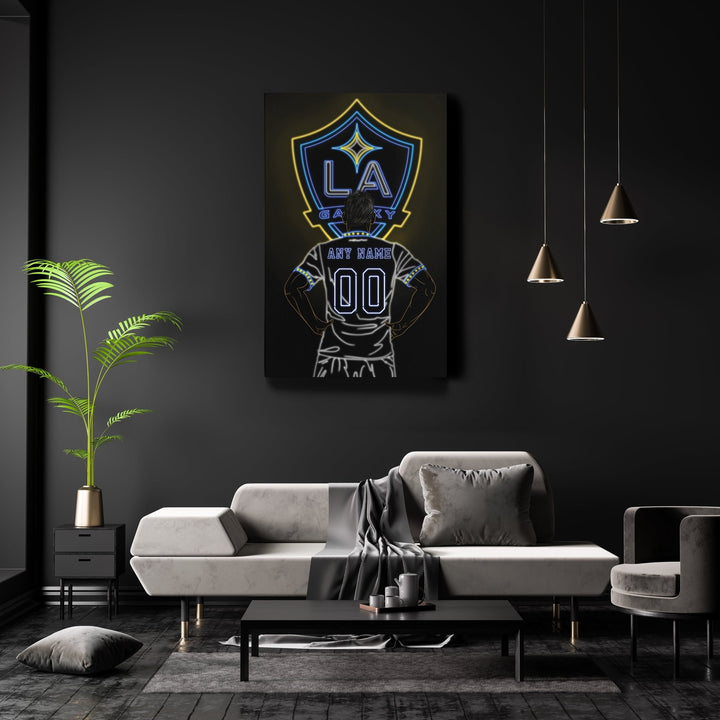 LA Galaxy Personalized Jersey Canvas | Neon Wall Art - CanvasNeon