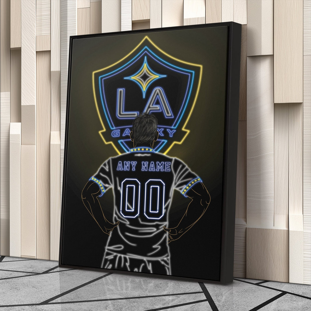 LA Galaxy Personalized Jersey Canvas | Neon Wall Art - CanvasNeon