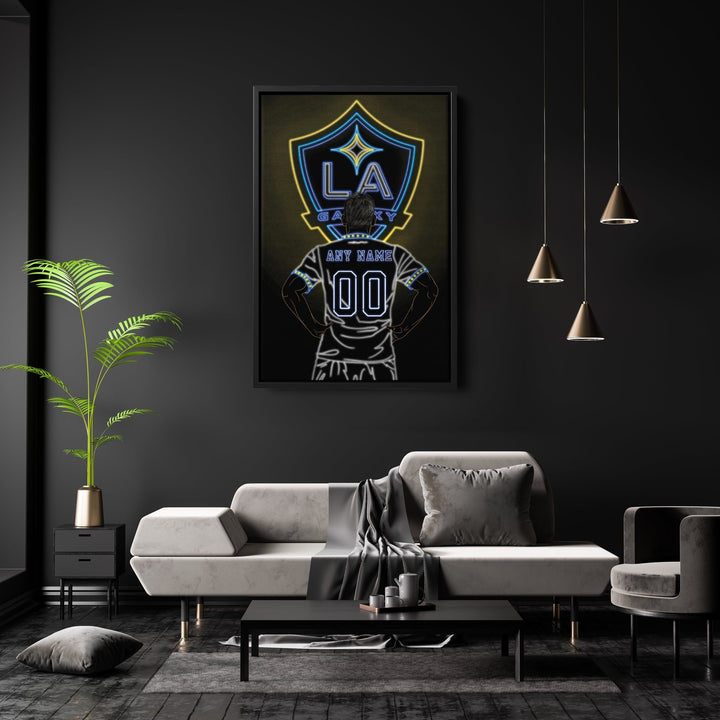 LA Galaxy Personalized Jersey Canvas | Neon Wall Art - CanvasNeon