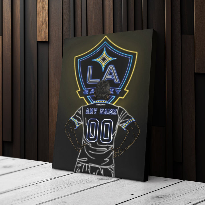 LA Galaxy Personalized Jersey Canvas | Neon Wall Art - CanvasNeon