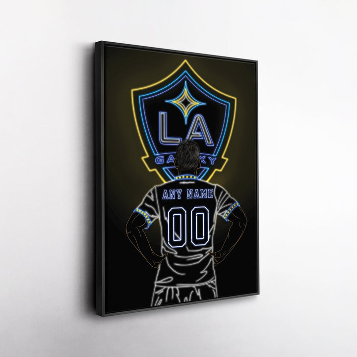 LA Galaxy Personalized Jersey Canvas | Neon Wall Art - CanvasNeon