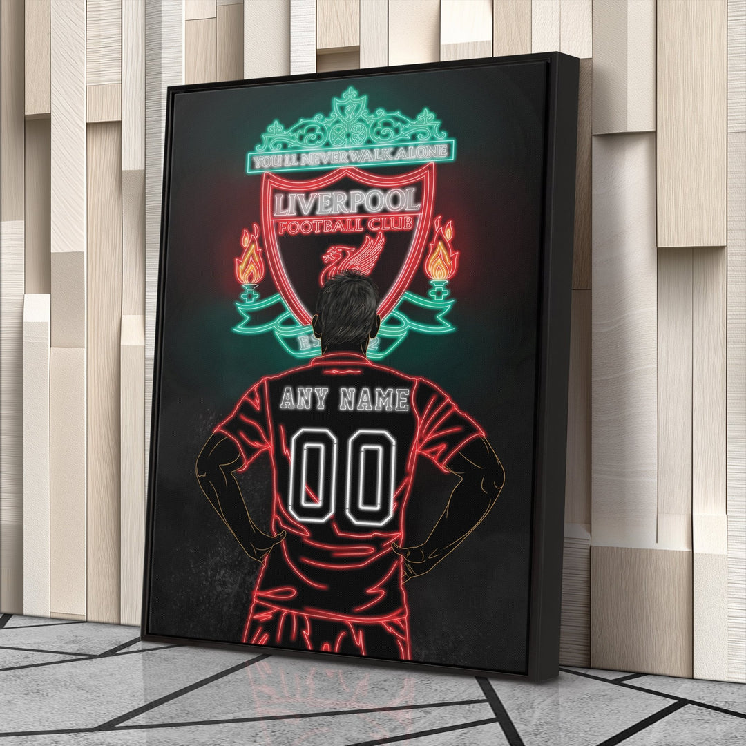 Liverpool Personalized Jersey Canvas | Neon Wall Art - CanvasNeon
