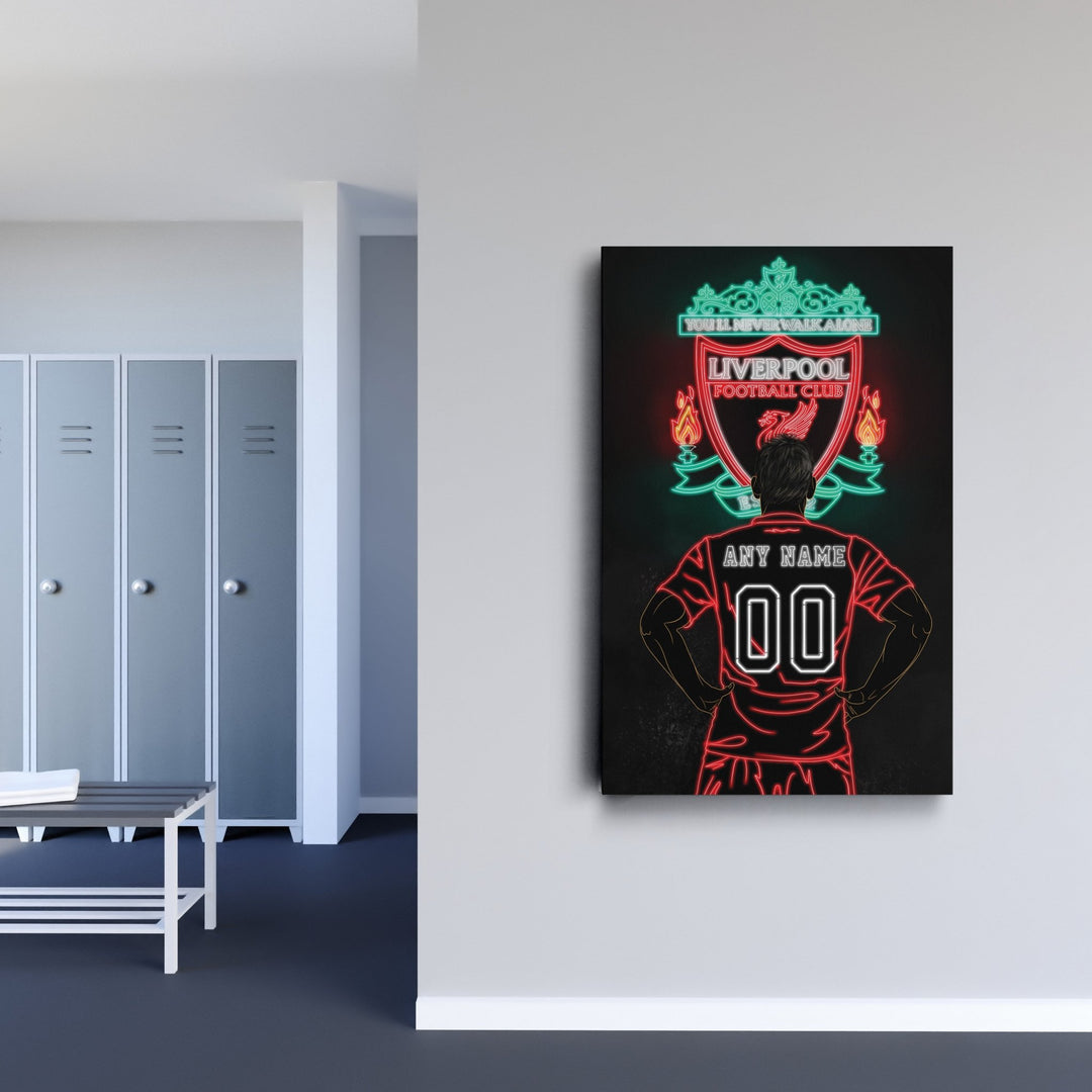 Liverpool Personalized Jersey Canvas | Neon Wall Art - CanvasNeon