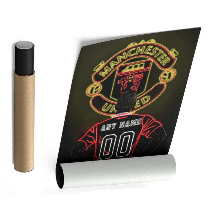 Manchester United Personalized Jersey Canvas | Neon Wall Art - CanvasNeon