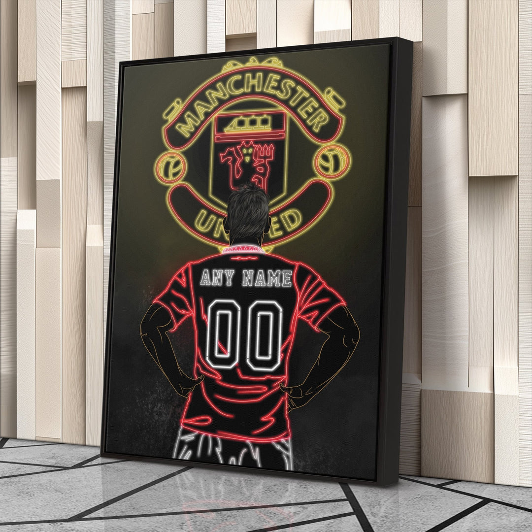 Manchester United Personalized Jersey Canvas | Neon Wall Art - CanvasNeon