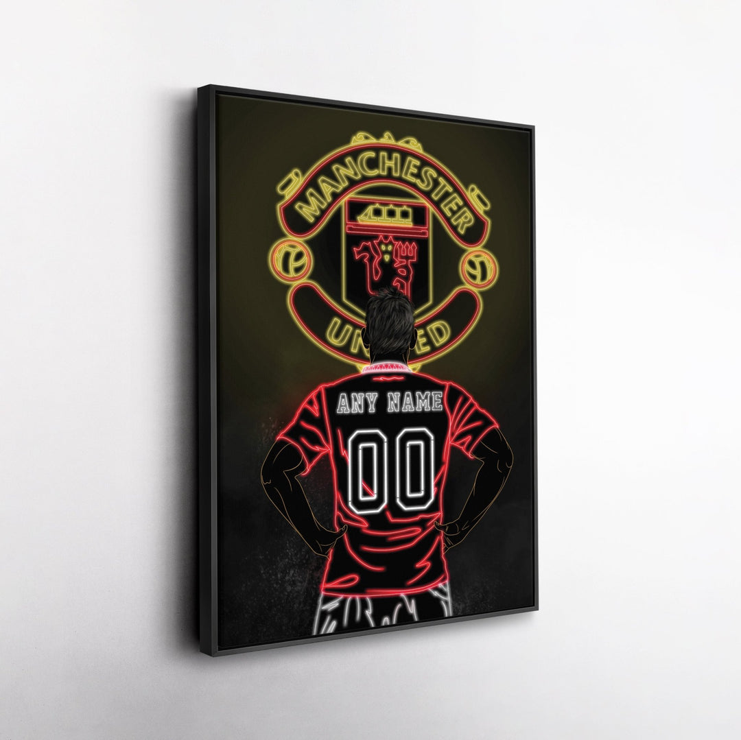 Manchester United Personalized Jersey Canvas | Neon Wall Art - CanvasNeon