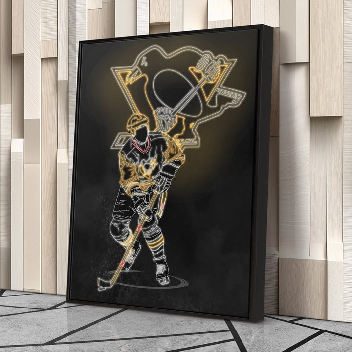 Mario Lemieux Neon Canvas Art | Penguins Wall Decor - CanvasNeon