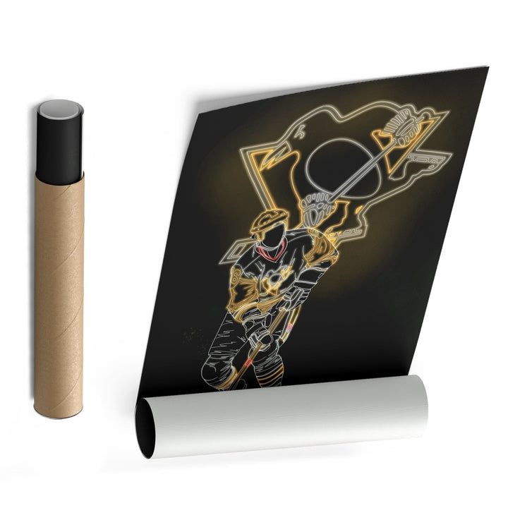 Mario Lemieux Neon Canvas Art | Penguins Wall Decor - CanvasNeon