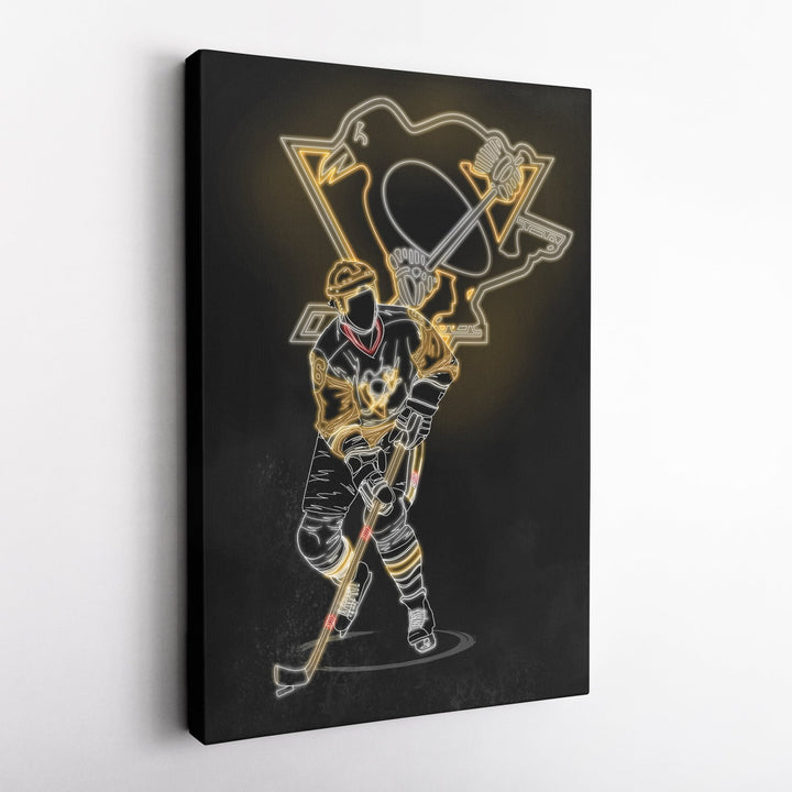 Mario Lemieux Neon Canvas Art | Penguins Wall Decor - CanvasNeon