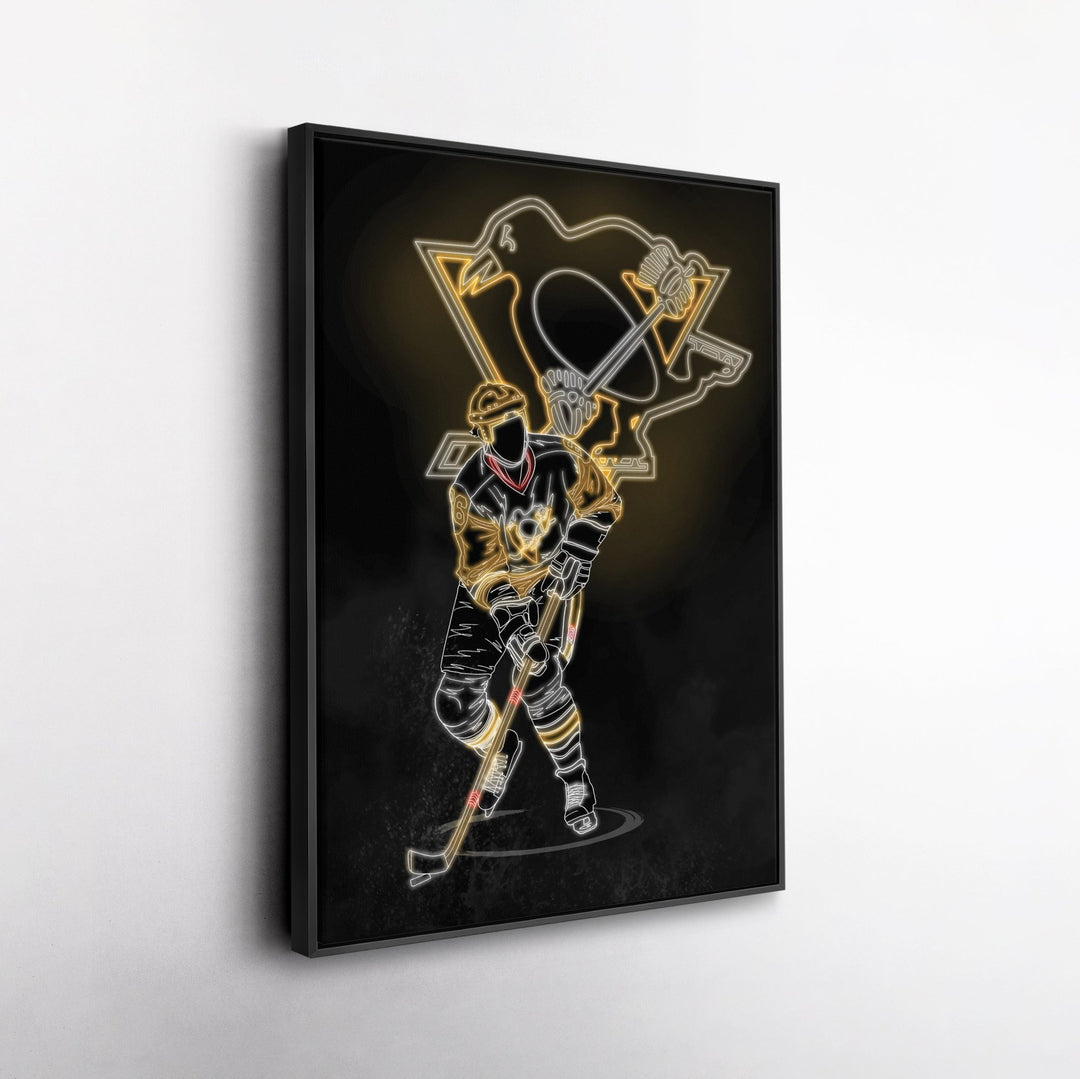 Mario Lemieux Neon Canvas Art | Penguins Wall Decor - CanvasNeon