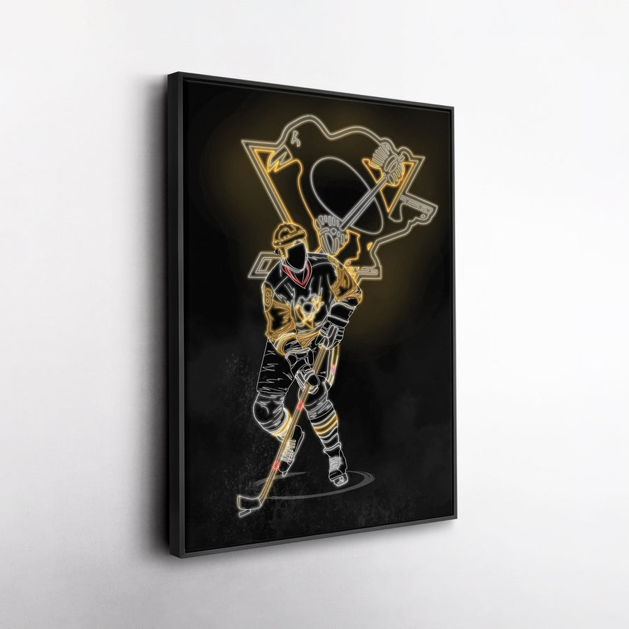 Mario Lemieux Neon Canvas Art | Penguins Wall Decor - CanvasNeon