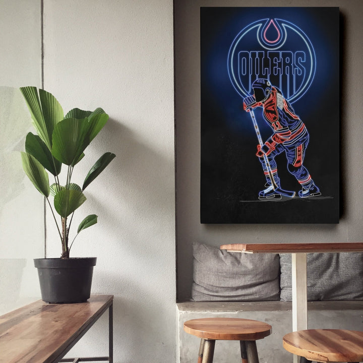 Mark Messier Neon Canvas Art | Oilers Wall Decor - CanvasNeon