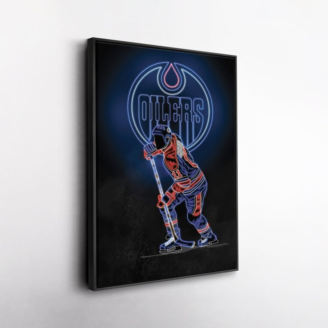 Mark Messier Neon Canvas Art | Oilers Wall Decor - CanvasNeon