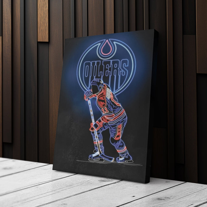 Mark Messier Neon Canvas Art | Oilers Wall Decor - CanvasNeon