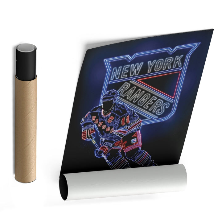 Mark Messier Neon Canvas Art | Rangers Wall Decor - CanvasNeon