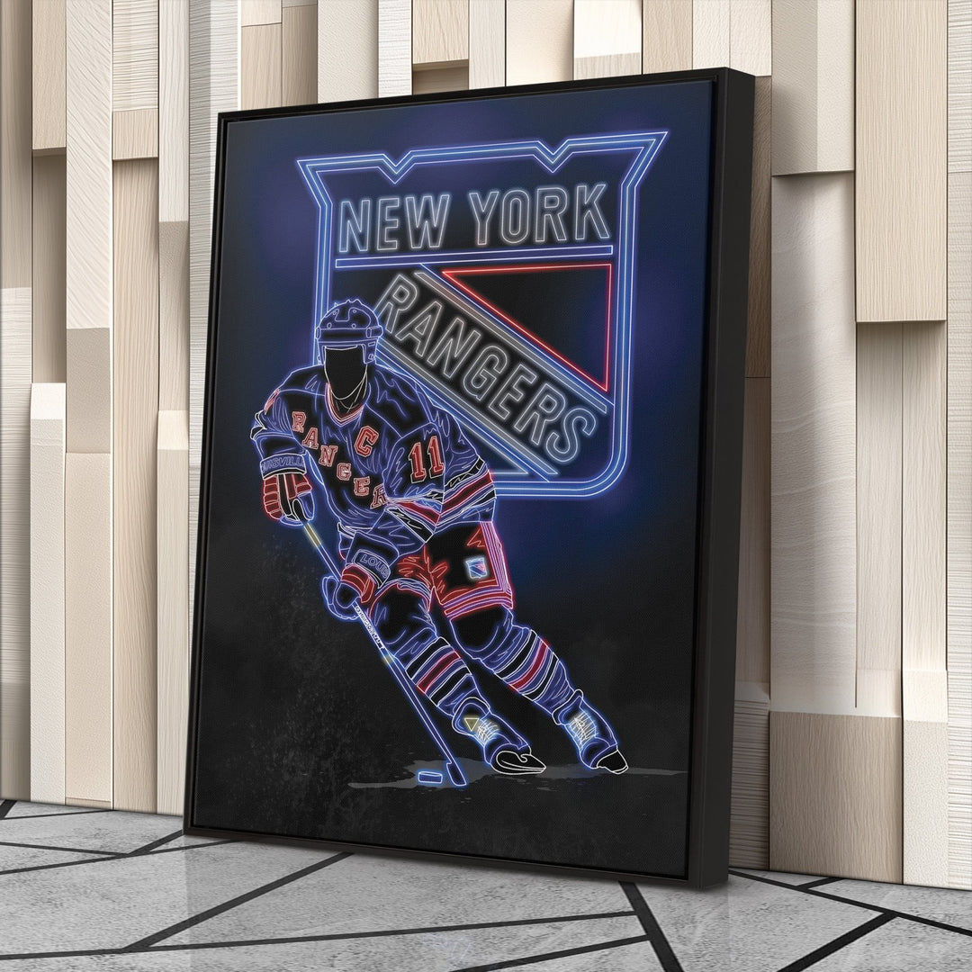 Mark Messier Neon Canvas Art | Rangers Wall Decor - CanvasNeon