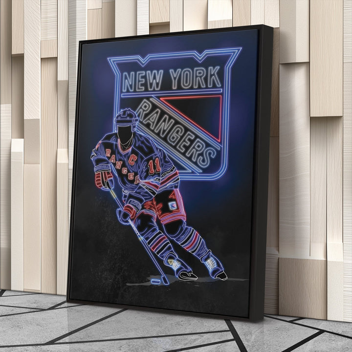 Mark Messier Neon Canvas Art | Rangers Wall Decor - CanvasNeon