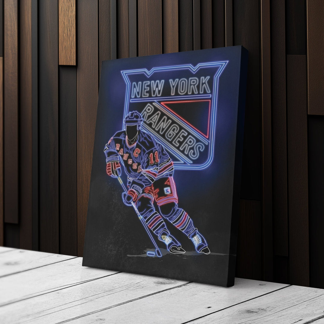 Mark Messier Neon Canvas Art | Rangers Wall Decor - CanvasNeon
