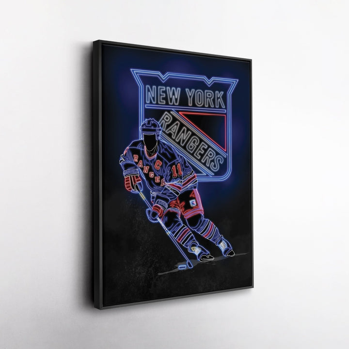 Mark Messier Neon Canvas Art | Rangers Wall Decor - CanvasNeon