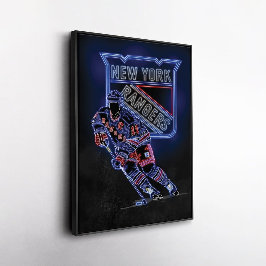 Mark Messier Neon Canvas Art | Rangers Wall Decor - CanvasNeon