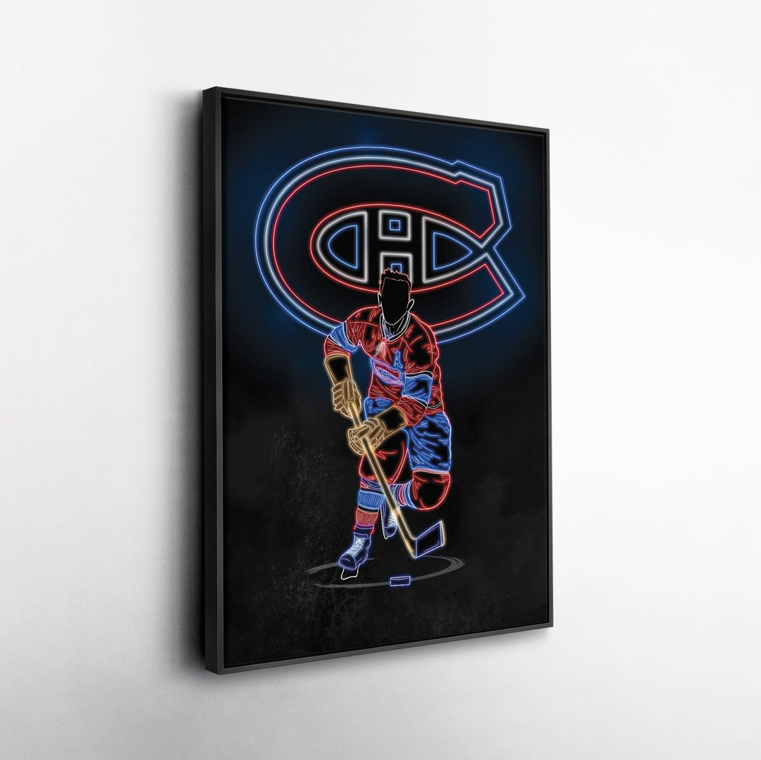 Maurice Richard Neon Canvas Art | Canadiens Wall Decor - CanvasNeon