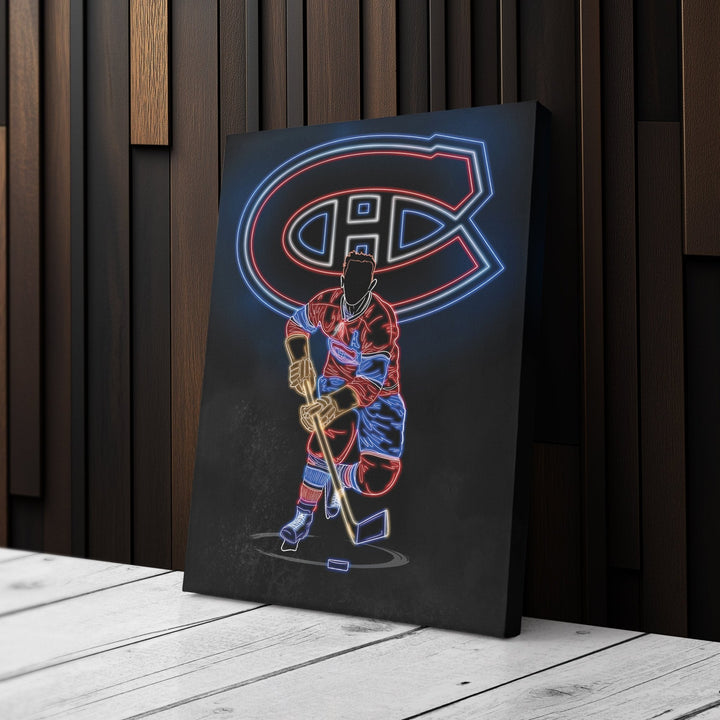Maurice Richard Neon Canvas Art | Canadiens Wall Decor - CanvasNeon