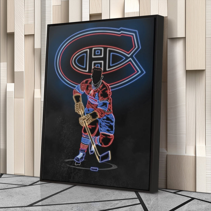 Maurice Richard Neon Canvas Art | Canadiens Wall Decor - CanvasNeon