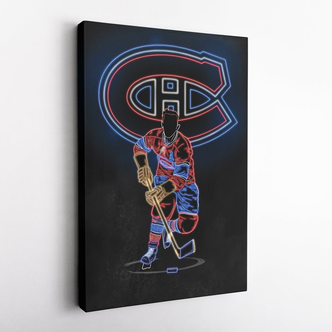 Maurice Richard Neon Canvas Art | Canadiens Wall Decor - CanvasNeon