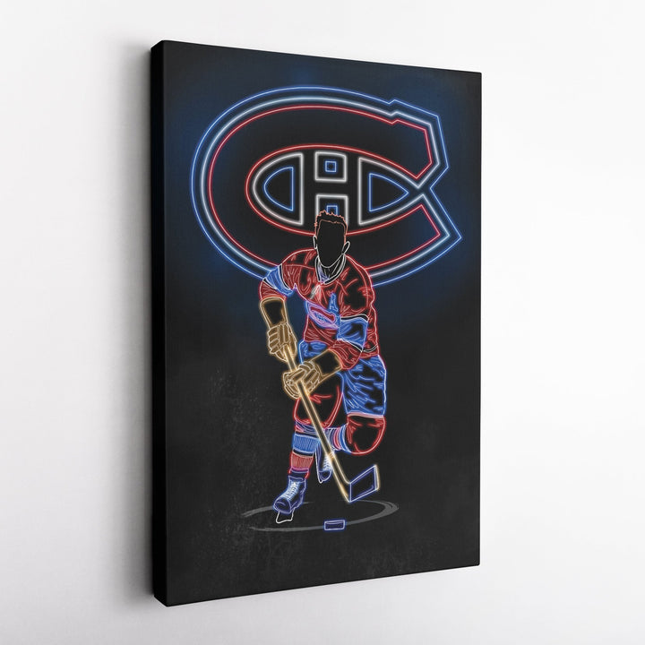 Maurice Richard Neon Canvas Art | Canadiens Wall Decor - CanvasNeon