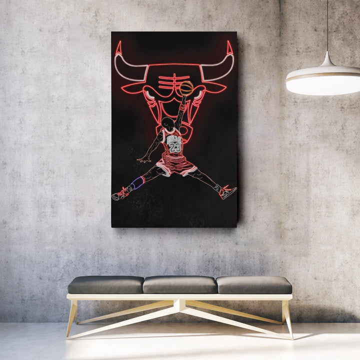 Michael Jordan Neon Canvas Art | Bulls Wall Decor - CanvasNeon