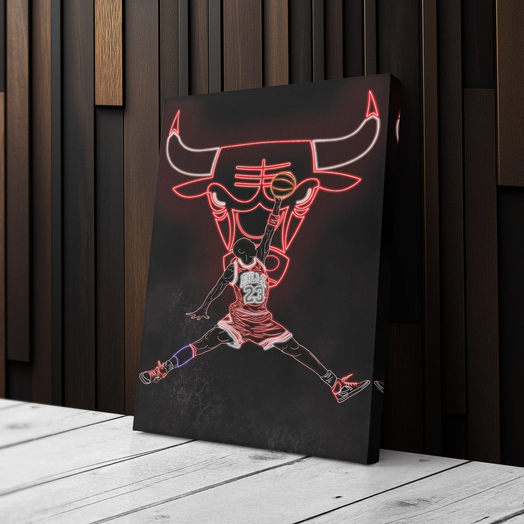 Michael Jordan Neon Canvas Art | Bulls Wall Decor - CanvasNeon