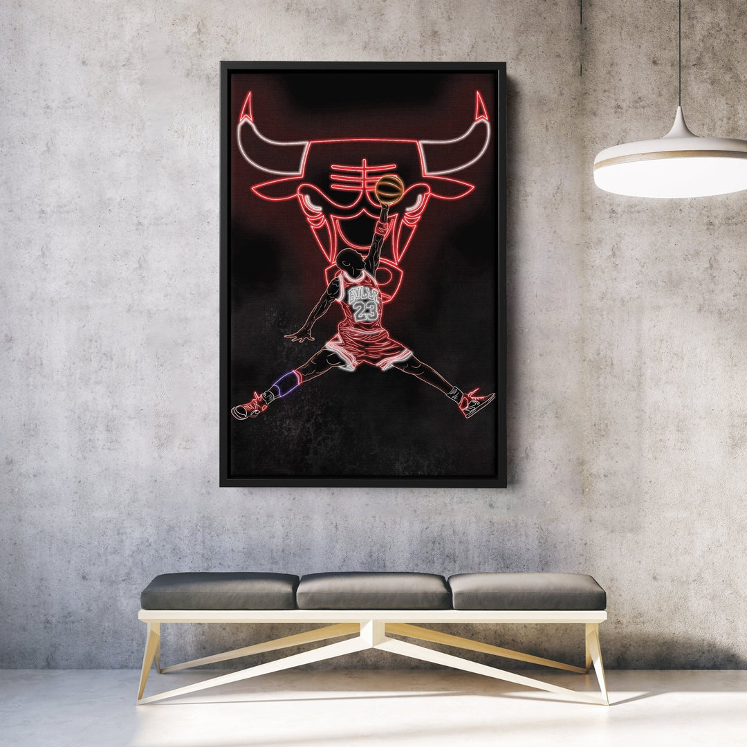 Michael Jordan Neon Canvas Art | Bulls Wall Decor - CanvasNeon