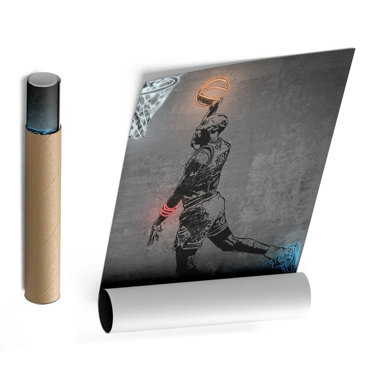 Michael Jordan Neon Canvas Art | Modern Wall Decor for Bulls Fans - CanvasNeon