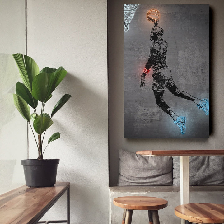 Michael Jordan Neon Canvas Art | Modern Wall Decor for Bulls Fans - CanvasNeon