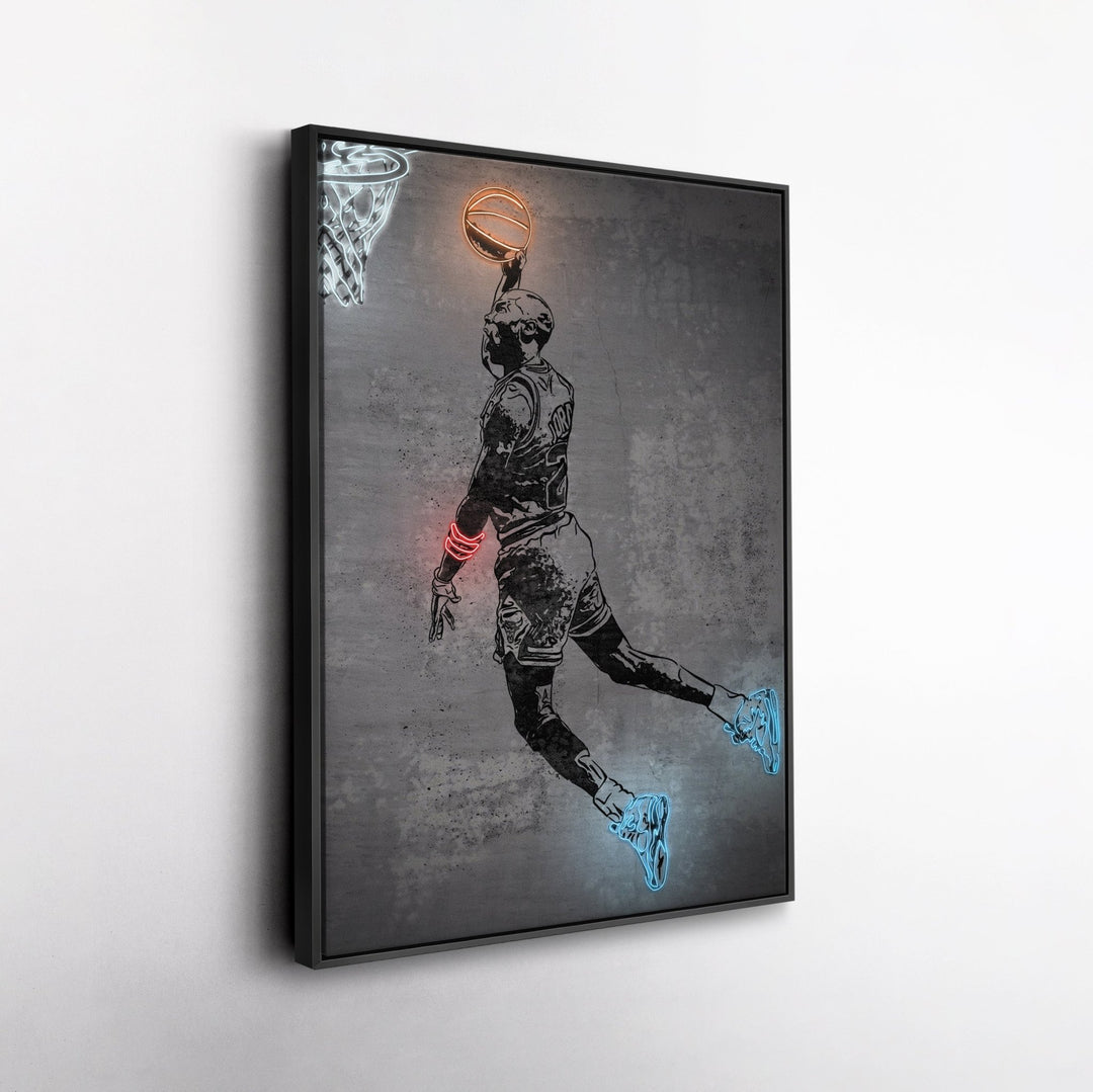 Michael Jordan Neon Canvas Art | Modern Wall Decor for Bulls Fans - CanvasNeon